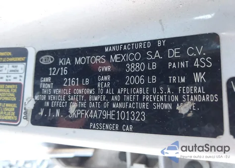 2017 Kia Forte Lx z USA, uszkodzony, nr VIN 3KPFK4A79HE101323